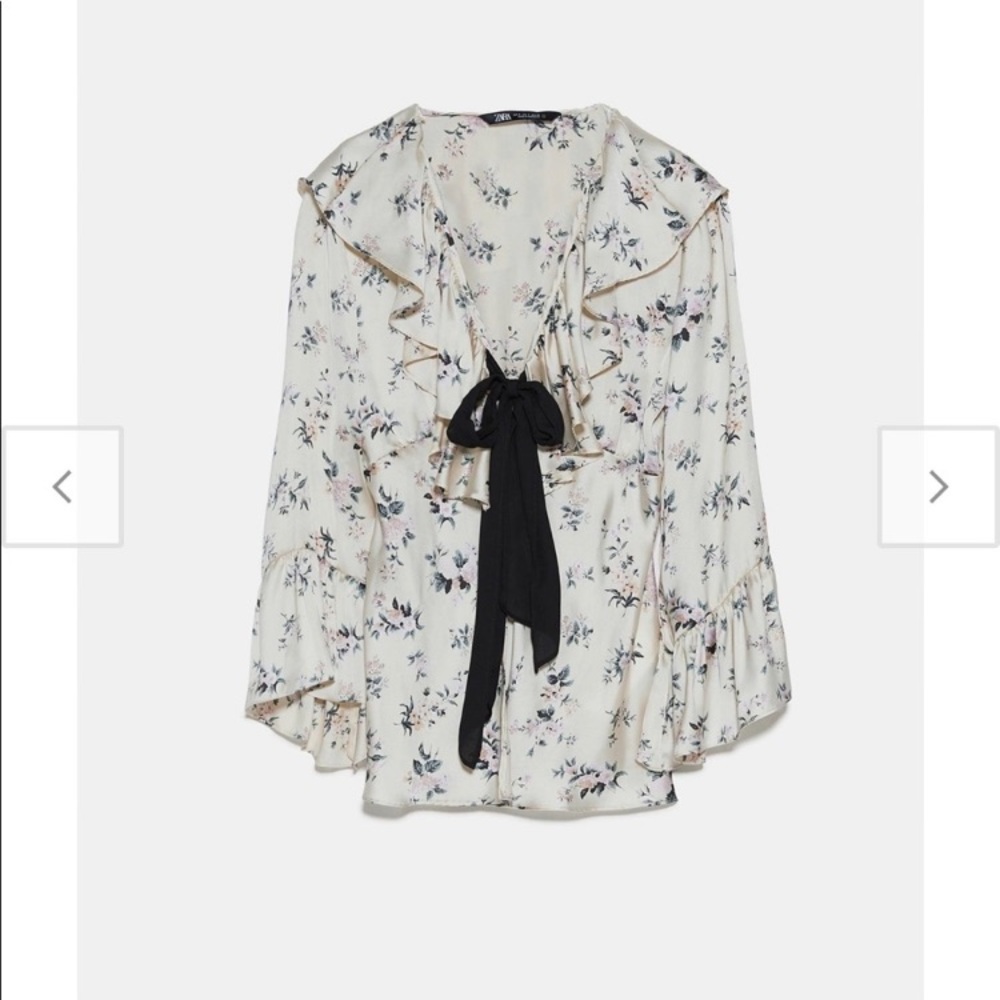 Zara Floral Ruffle Corset Blouse